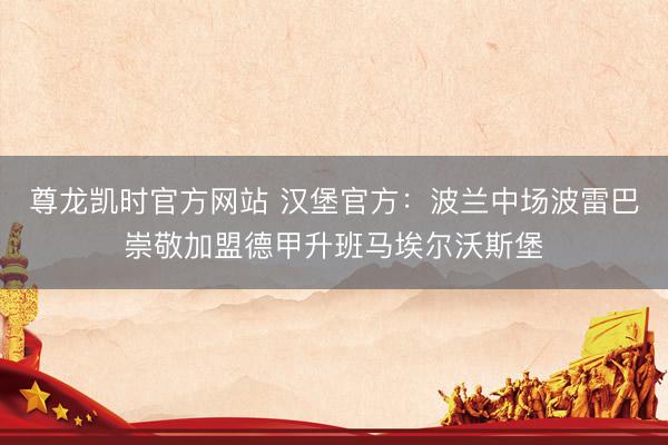 尊龙凯时官方网站 汉堡官方：波兰中场波雷巴崇敬加盟德甲升班马埃尔沃斯堡
