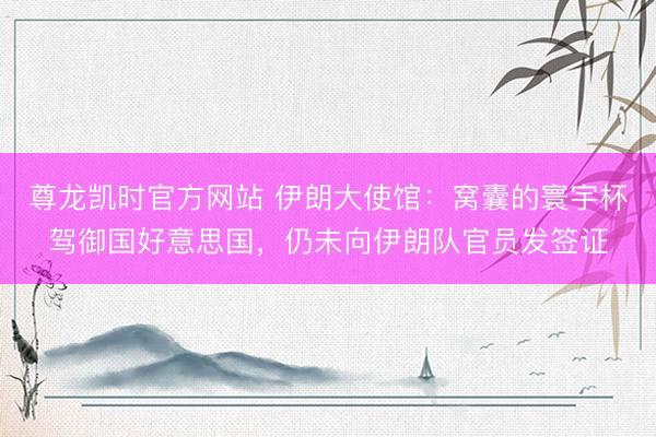 尊龙凯时官方网站 伊朗大使馆：窝囊的寰宇杯驾御国好意思国，仍未向伊朗队官员发签证