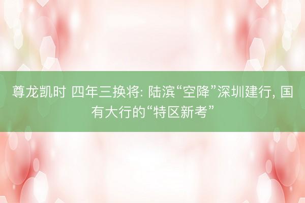 尊龙凯时 四年三换将: 陆滨“空降”深圳建行, 国有大行的“特区新考”