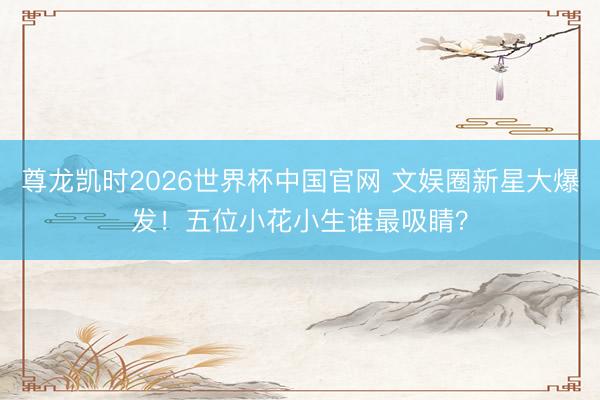 尊龙凯时2026世界杯中国官网 文娱圈新星大爆发！五位小花小生谁最吸睛？