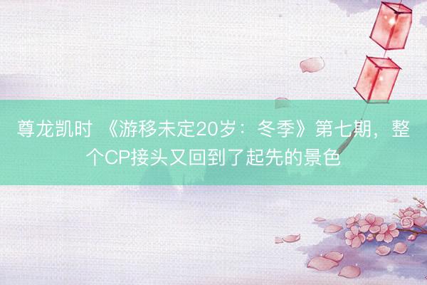 尊龙凯时 《游移未定20岁：冬季》第七期，整个CP接头又回到了起先的景色