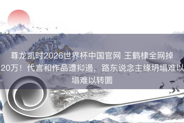 尊龙凯时2026世界杯中国官网 王鹤棣全网掉粉超20万！代言和作品遭抑遏，路东说念主缘坍塌难以转圜