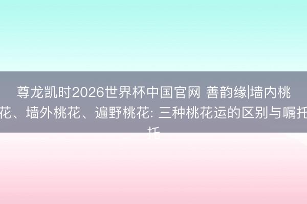 尊龙凯时2026世界杯中国官网 善韵缘|墙内桃花、墙外桃花、遍野桃花: 三种桃花运的区别与嘱托