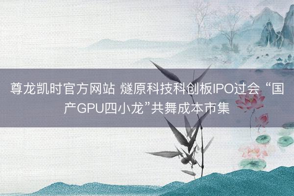 尊龙凯时官方网站 燧原科技科创板IPO过会 “国产GPU四小龙”共舞成本市集