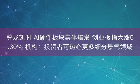 尊龙凯时 AI硬件板块集体爆发 创业板指大涨5.30% 机构：投资者可热心更多细分景气领域