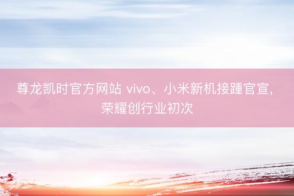 尊龙凯时官方网站 vivo、小米新机接踵官宣， 荣耀创行业初次
