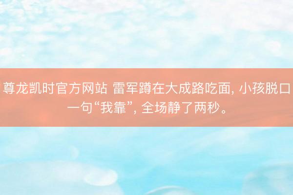 尊龙凯时官方网站 雷军蹲在大成路吃面, 小孩脱口一句“我靠”, 全场静了两秒。